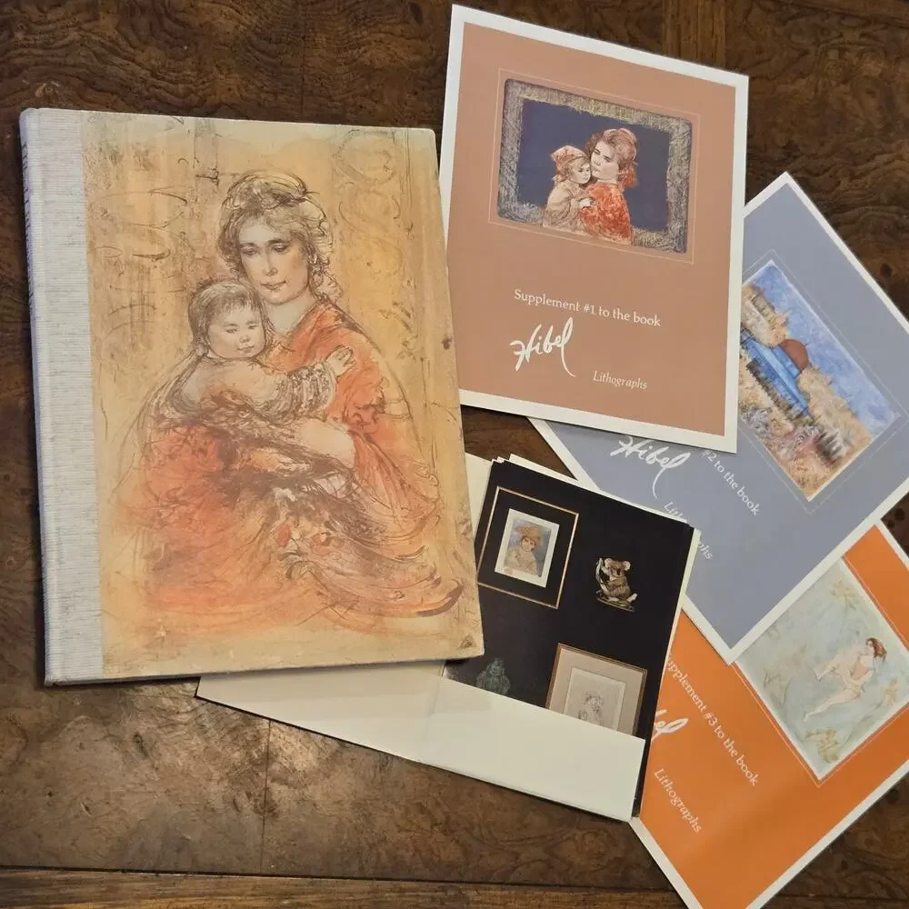1977 Edna Hibel Lithographs First Edition Book 3 Catalogs 6 Prints Folio Set